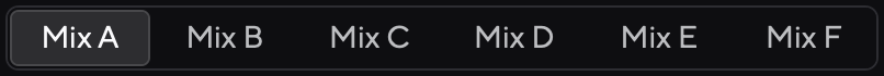 A screenshot of Focusrite Control 2's mix selection tab at the top of the Mixer view.