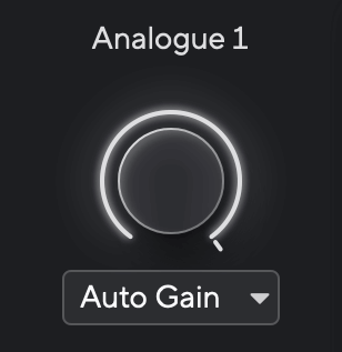 Maximum gain in Focusrite Control, as you adjust it, your narrator will announce the gain value.