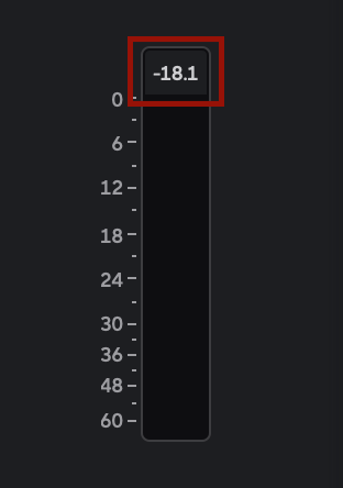 A screenshot of Focusrite Control 2's input meter showing the dB value.
