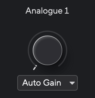 Minimum gain in Focusrite Control, as you adjust it, your narrator will announce the gain value.