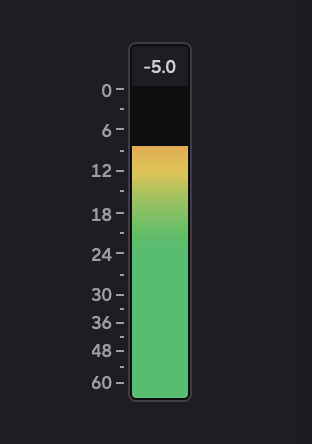 A screenshot of Focusrite Control 2's input meter showing signal.