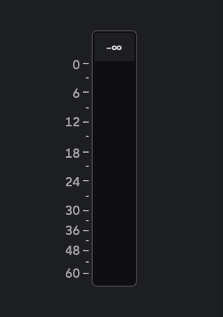 A screenshot of Focusrite Control 2's input meter with no signal.