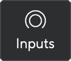 A screenshot of the Inputs tab button in Focusrite Control 2.