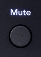 Cutout of the 18i20's Mute button in its off state (white).