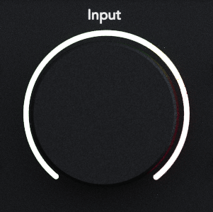A cutout of the Scarlett 18i20's front panel Input control.