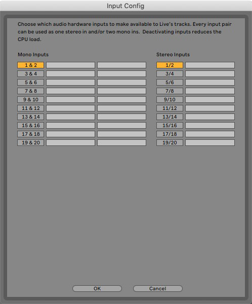 Scarlett 18i8/18i20 3rd Gen Ableton Input Config