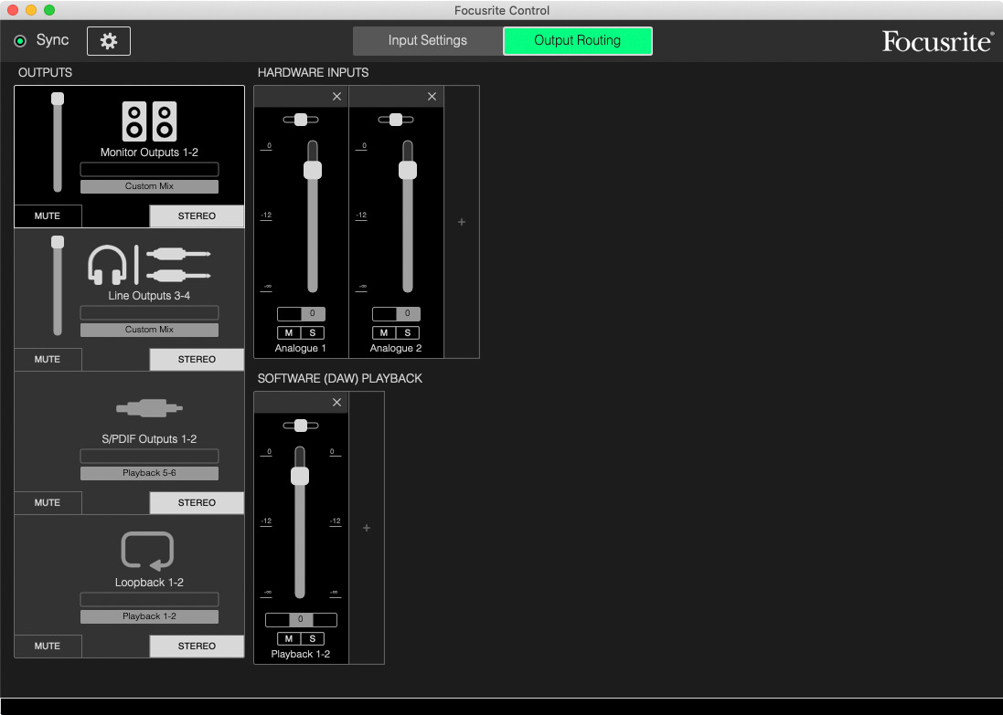S3G 8i6 Focusrite Control Default View