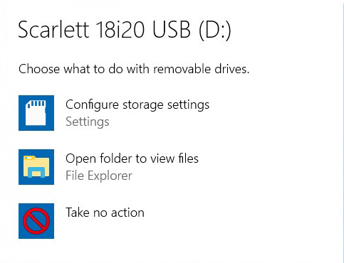 S3G 18i20 Easy Start File Explorer popup Windows
