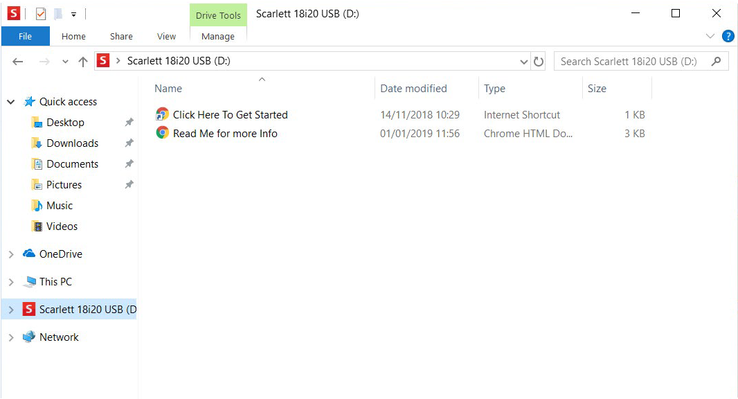 S3G 18i20 Easy Start File Explorer Windows