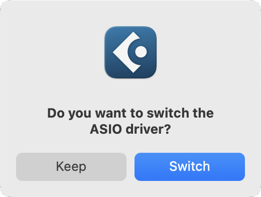 A screenshot of Cubase's switch ASIO driver pop-up.