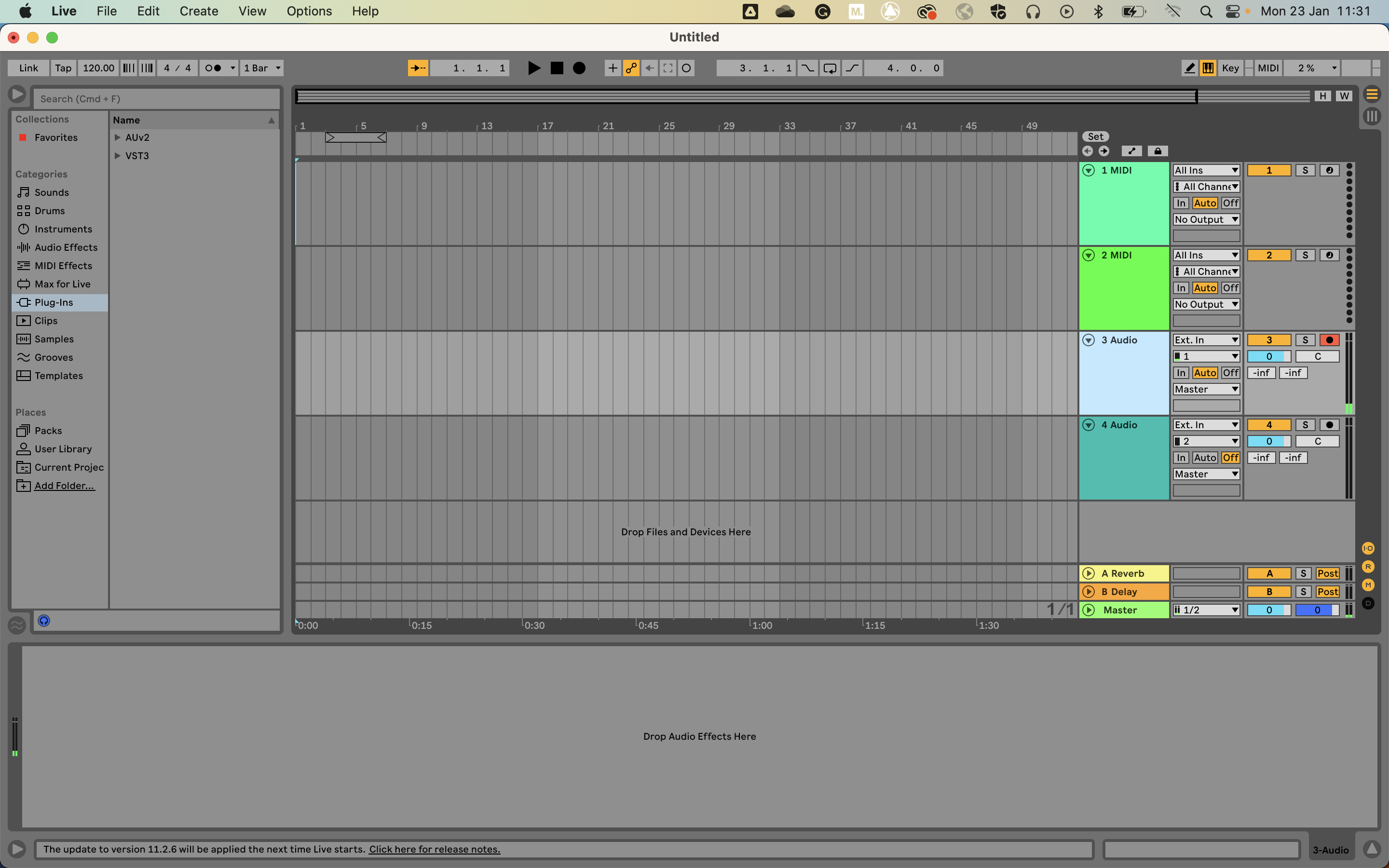 Ableton arrange view with track three highlighted.
