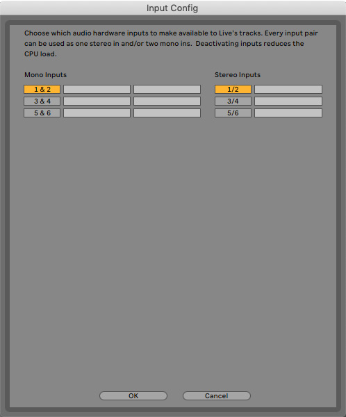 Scarlett 4i4 3rd Gen Ableton Input Config