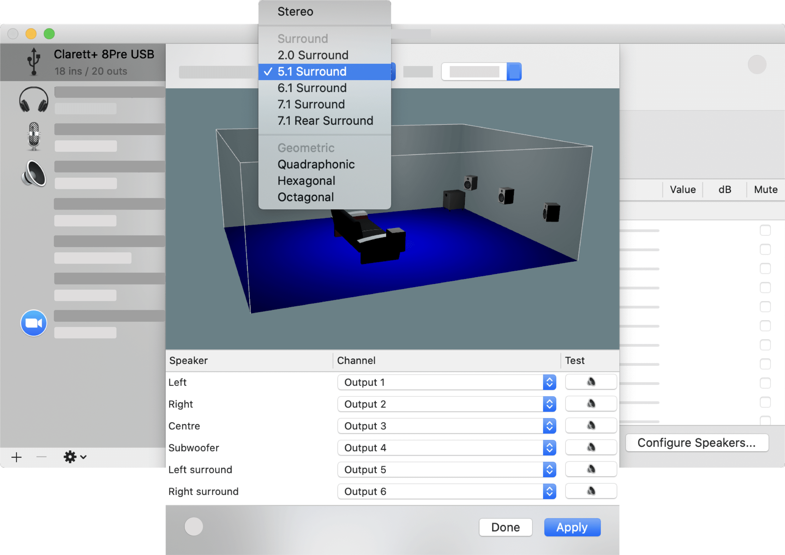 macOS surround sound in Audio MIDI Setup.