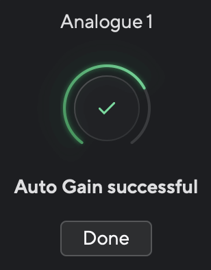 The Focusrite Control 2 Auto Gain successful.