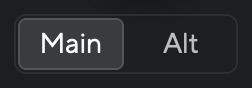A screenshot of Focusrite Control 2's Main and Alt button.