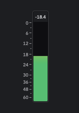 A screenshot of Focusrite Control 2's input meter showing -18.5dB signal.