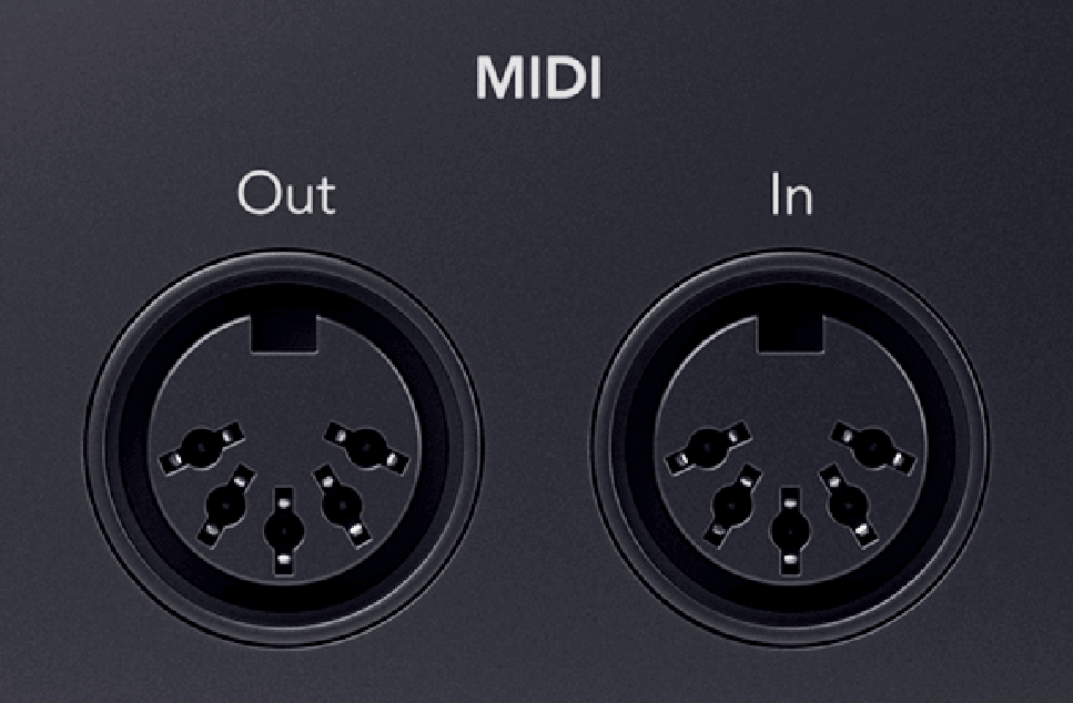 Scarlett MIDI Out and MIDI In ports.