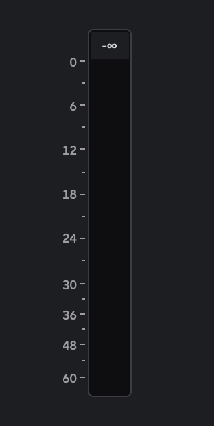 A screenshot of Focusrite Control 2 showing the microphone input meter without any signal present.